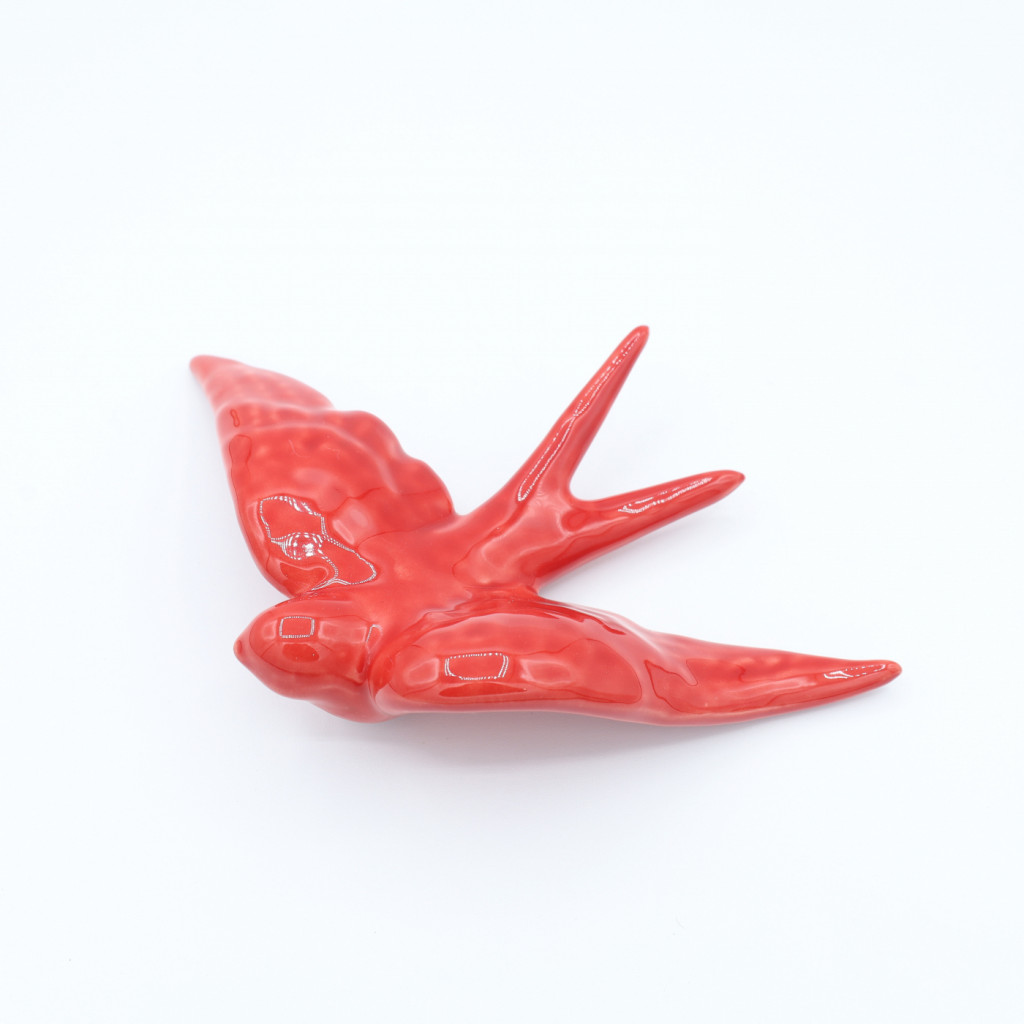 Hirondelle En Céramique Noire - 15 Cm - Fait Main En Espagne - Décoration Murale élégante